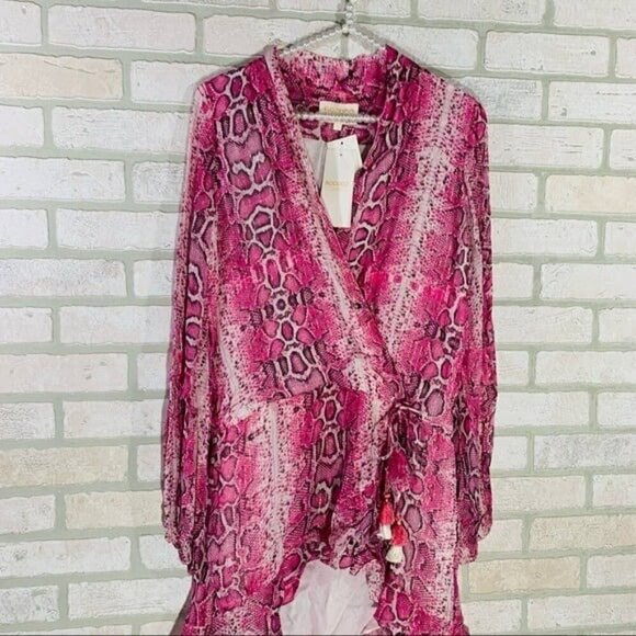 Rocco Sand NWT Lexi Pink Snake Print Wrap Dress Size S - Picture 7 of 12